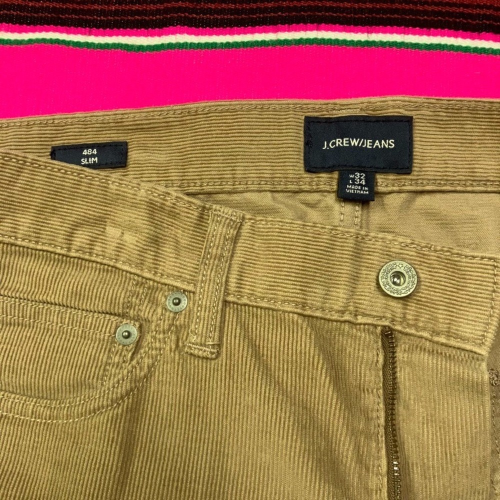 J Crew Pants Mens 32x34 (Fit 34x32) Brown Corduroy 484 Slim Straight Leg - Picture 5 of 10